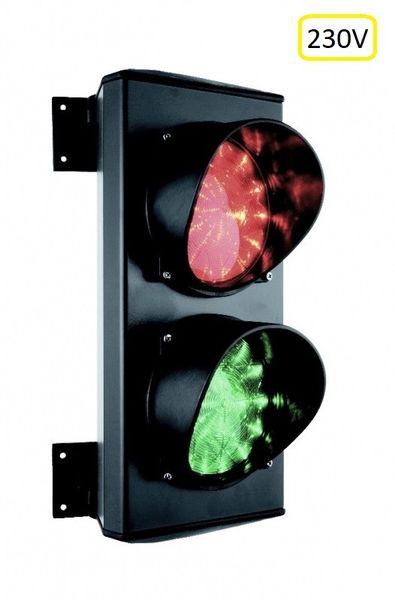 ASF Semafor dvojkomorový, červená/zelená žiarovka, hlinikové telo, 230V ASF2RV