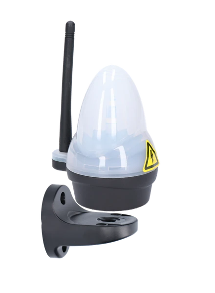 Biele výstražné LED svetlo maják s anténou, 12/24/230V HFL6W