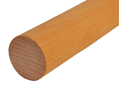 drevený profil guľatý (ø 42mm /L:4000mm), materiál: buk - cink nadpájaný po 60cm, brúsený povrch bez náteru, balenie: PVC fólia