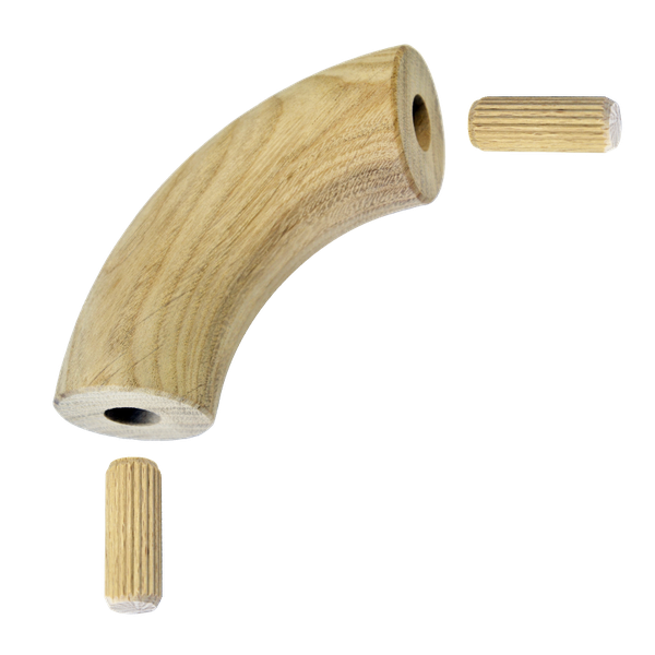 drevený spojovací oblúk (ø 42mm /90°), materiál: dub, brúsený povrch bez náteru