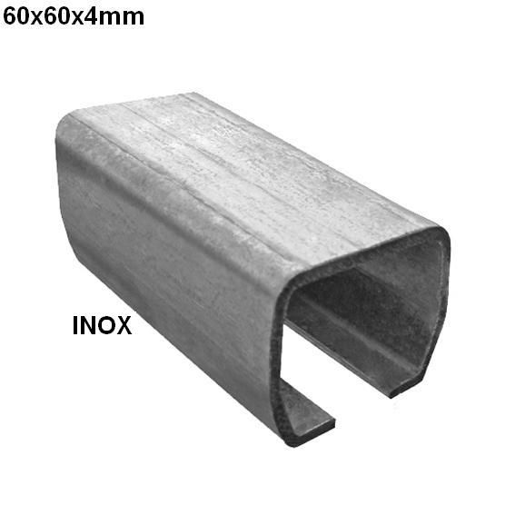H8/02-60x60 INOX , nerezový vodiací profil pre samonosné brány