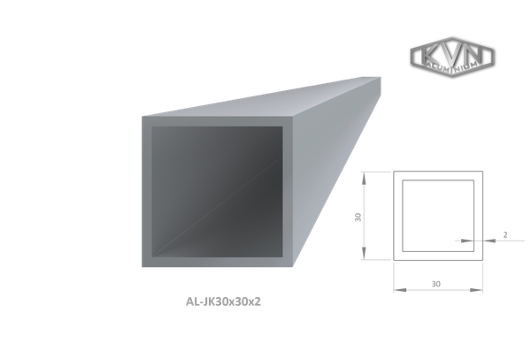 Hliníkový jokel 30x30x2mm, dĺžka 6000 mm AL-JK30x30x2-6