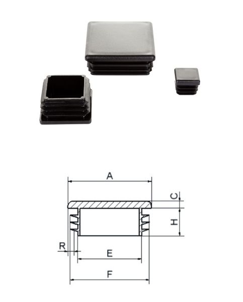 Krytka 40x40x3-5mm čierna plastová ZK40x40/3-5