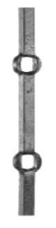 prebíjaná tyč H 2000mm opieskovaná, profil 12x12mm, rozteč dier 120mm, oko 12,5x12,5mm - 16ks