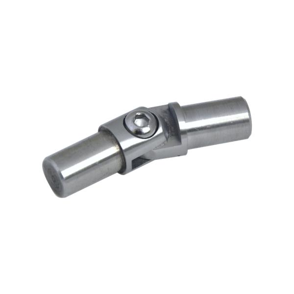 spoj nastaviteľný (0-100°) plný materiál, s kĺbom na trubku ø 16mm, brúsená nerez K320 /AISI304